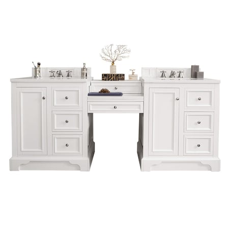 James Martin Vanities De Soto 82in Double Vanity Set, Bright White w/ 3 CM Arctic Fall Solid Surface Top 825-V82-BW-DU-AF
